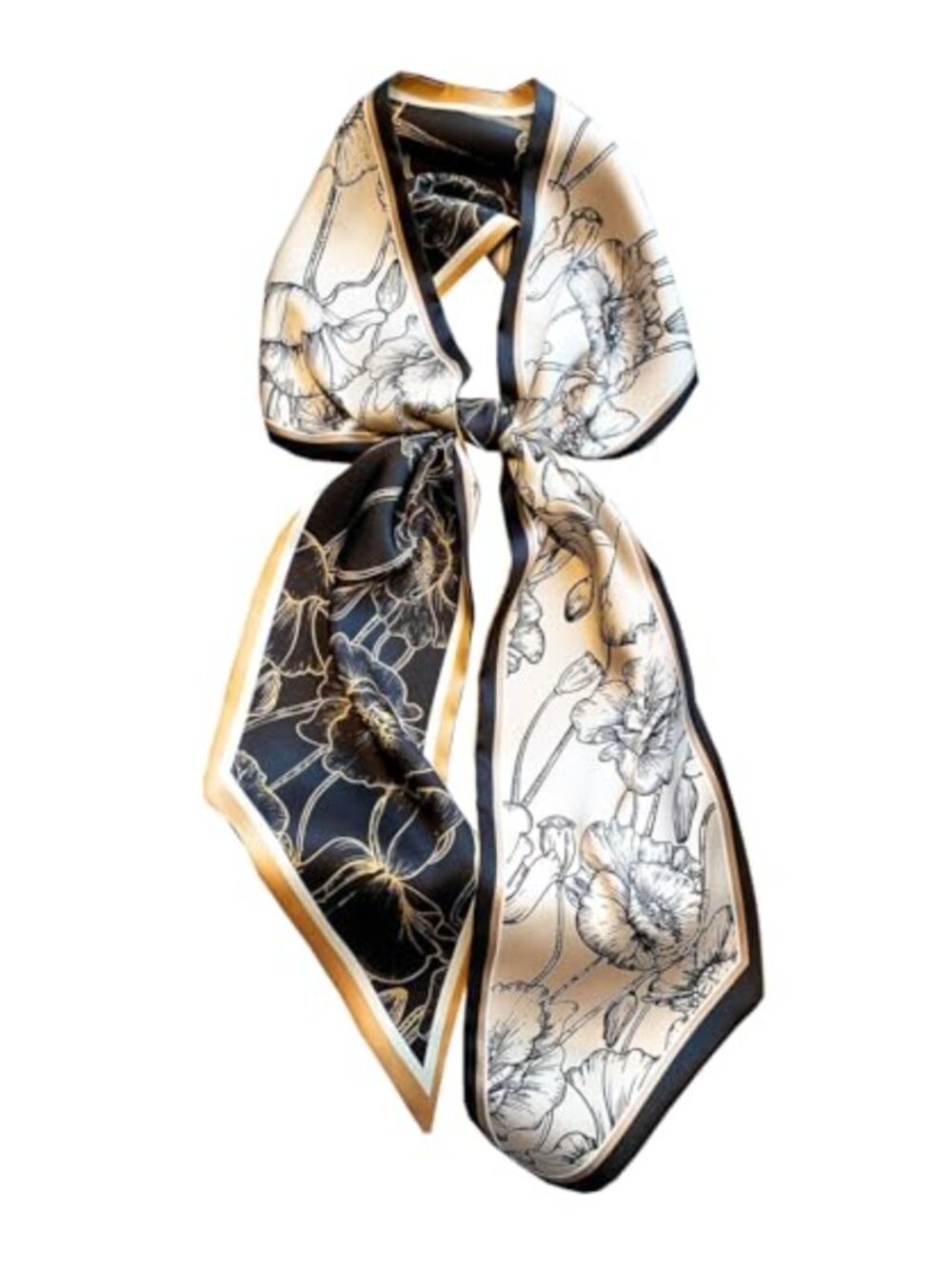 Polyester Satin Long Skinny Scarf Handbag Head Hair Wrap Women